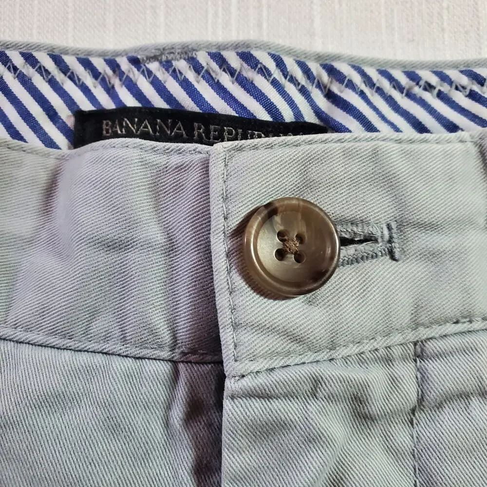 Banana Republic Mens Size 35 Aiden Club Shorts Gray Chino Casual Stretch